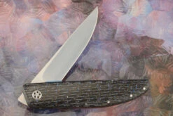Model 450 Ultra-Light Front Flipper With Blue/Silver Carbon Fiber - Nitrobe 77 -Optimal Knives Store 109273 4 x
