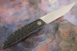 Model 450 Ultra-Light Front Flipper With Blue/Silver Carbon Fiber - Nitrobe 77 -Optimal Knives Store 109273 5 x