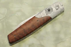 Shinkansen Bullet Front Flipper With Snakewood And Damascus -Optimal Knives Store 109276 3 x