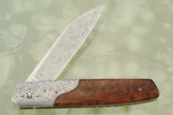 Shinkansen Bullet Front Flipper With Snakewood And Damascus -Optimal Knives Store 109276 5 x