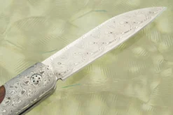 Shinkansen Bullet Front Flipper With Snakewood And Damascus -Optimal Knives Store 109276 6 x