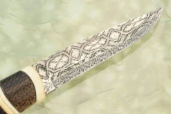 Damascus Swedish Hunter With Mammoth, Masur Birch And Black Palm -Optimal Knives Store 109331 3 x