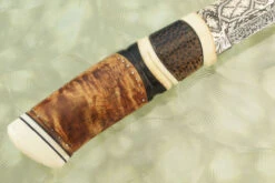 Damascus Swedish Hunter With Mammoth, Masur Birch And Black Palm -Optimal Knives Store 109331 4 x