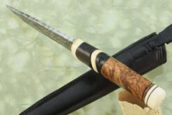 Damascus Swedish Hunter With Mammoth, Masur Birch And Black Palm -Optimal Knives Store 109331 5 x