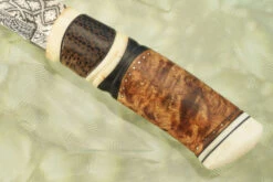 Damascus Swedish Hunter With Mammoth, Masur Birch And Black Palm -Optimal Knives Store 109331 6 x