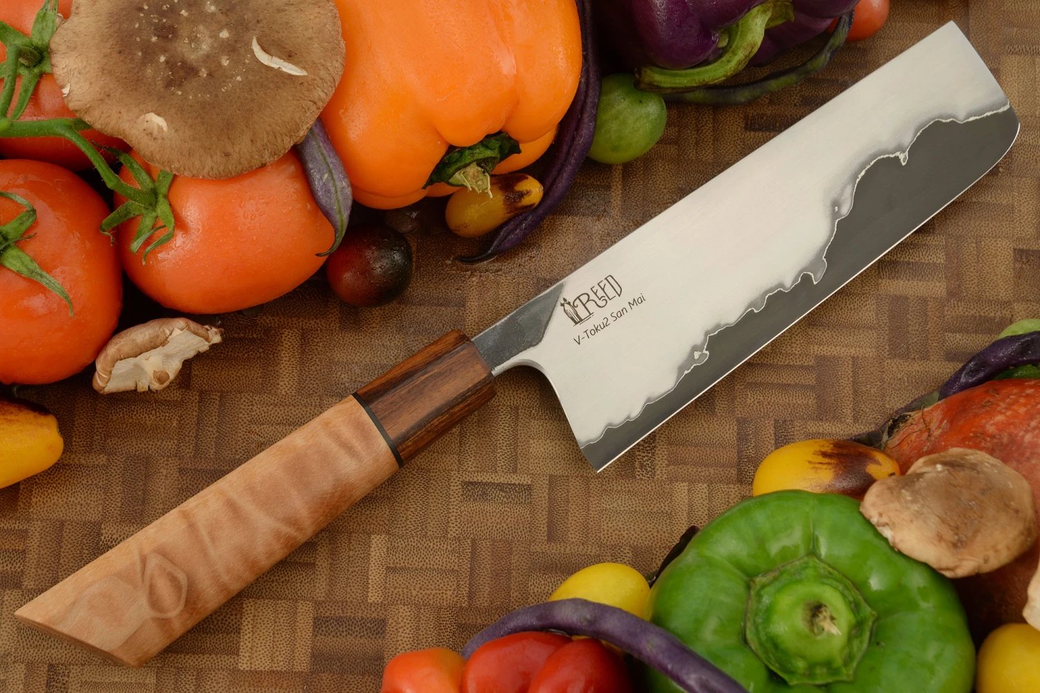 Chef's Knife - Nakiri (6-2/3 In.) With Fiddleback Maple, V-Toku2 San Mai 1 Chef's Knife - Nakiri (6-2/3 In.) With Fiddleback Maple, V-Toku2 San Mai