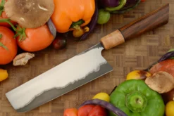 Chef's Knife - Nakiri (6-2/3 In.) With Ironwood, V-Toku2 San Mai -Optimal Knives Store 109345 7 x