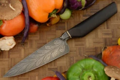 Integral Phoenix Feather Damascus Chef's Knife (5-1/3 In.) With African Blackwood -Optimal Knives Store 109352 7 x