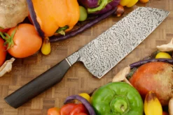 Integral Mosaic Damascus Bunka (7 In.) With Bog Oak