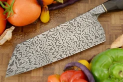 Integral Mosaic Damascus Bunka (7 In.) With Bog Oak -Optimal Knives Store 109353 6 x