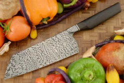 Integral Mosaic Damascus Bunka (7 In.) With Bog Oak -Optimal Knives Store 109353 7 x