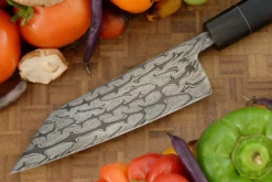 Damascus Bunka (6-1/3 In.) With Ebony -Optimal Knives Store 109354 6 x