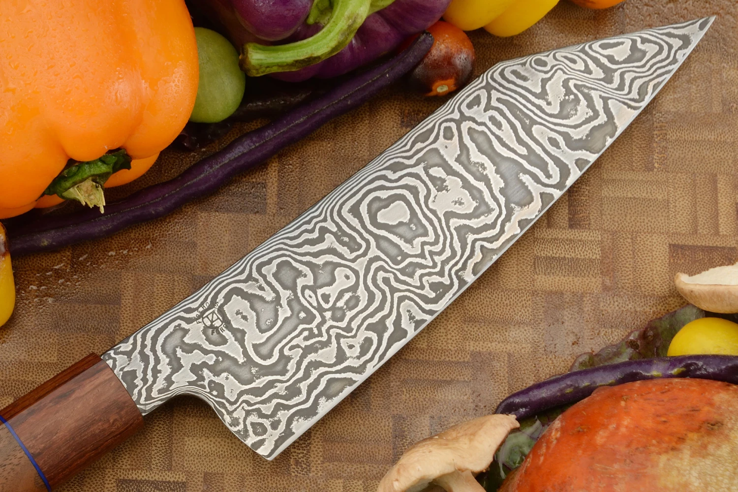 Damascus Bunka (7-1/4 In.) With Walnut And Rosewood 2 Damascus Bunka (7-1/4 In.) With Walnut And Rosewood - Image 2