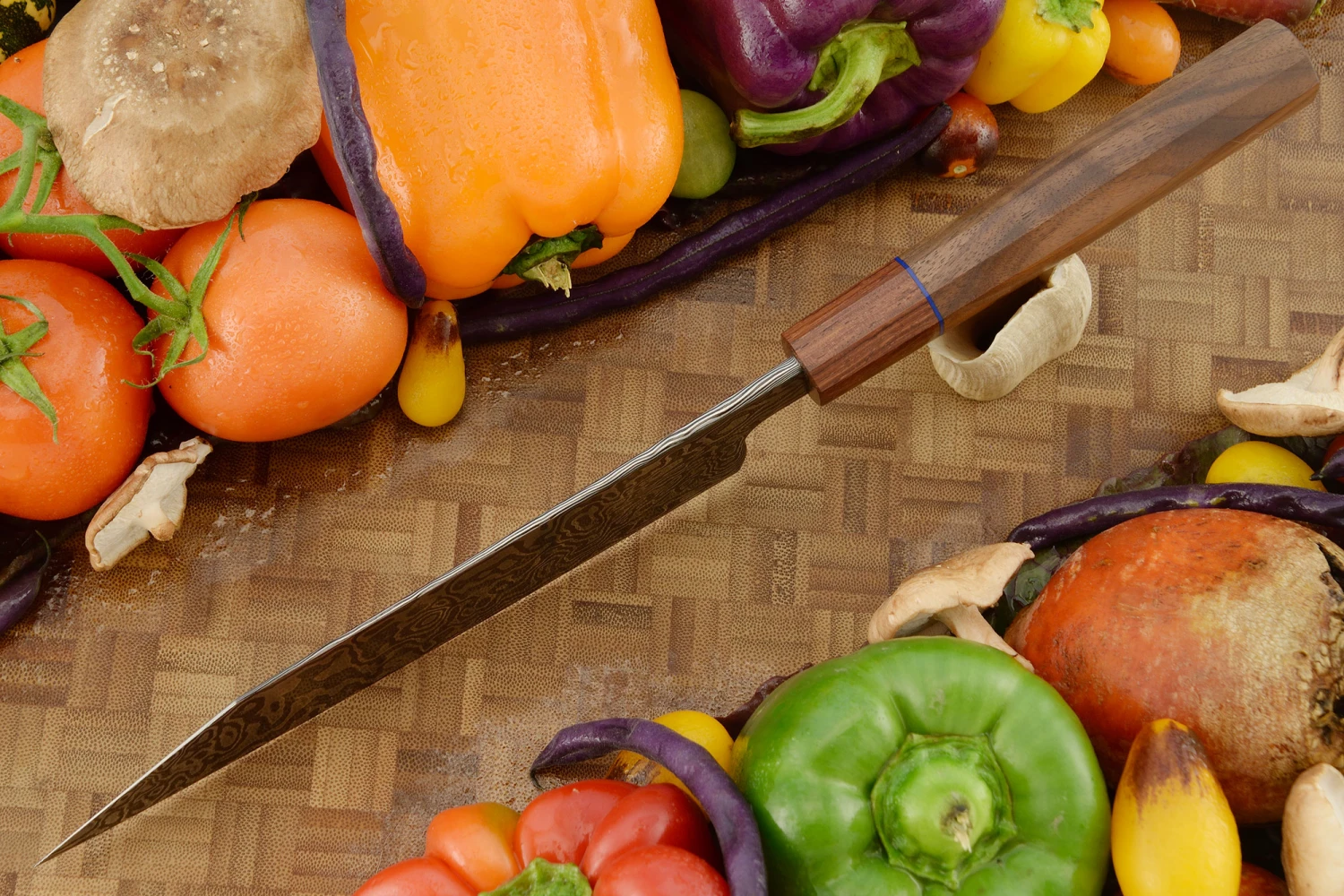 Damascus Bunka (7-1/4 In.) With Walnut And Rosewood 4 Damascus Bunka (7-1/4 In.) With Walnut And Rosewood - Image 4