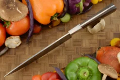 Damascus Chef's Knife (6-1/3 In.) With Macassar Ebony -Optimal Knives Store 109360 4 x