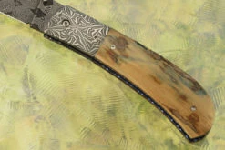 Quilted Damascus Folder With Mammoth Ivory -Optimal Knives Store 109362 3 x