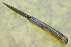 Quilted Damascus Folder With Mammoth Ivory -Optimal Knives Store 109362 4 x