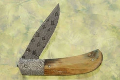 Quilted Damascus Folder With Mammoth Ivory -Optimal Knives Store 109362 5 x