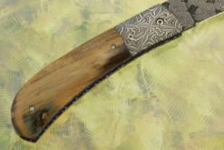 Quilted Damascus Folder With Mammoth Ivory -Optimal Knives Store 109362 6 x
