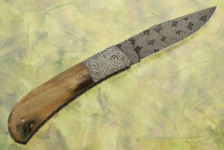 Quilted Damascus Folder With Mammoth Ivory -Optimal Knives Store 109362 8 x