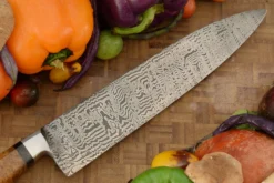 Integral Damascus Chef's Knife (9") With Teak Burl -Optimal Knives Store 109373 6 x