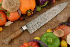 Integral Damascus Chef's Knife (9") With Teak Burl -Optimal Knives Store 109373 7 x