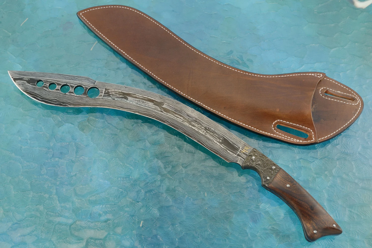 Damascus Khukri With Ironwood 1 Damascus Khukri With Ironwood
