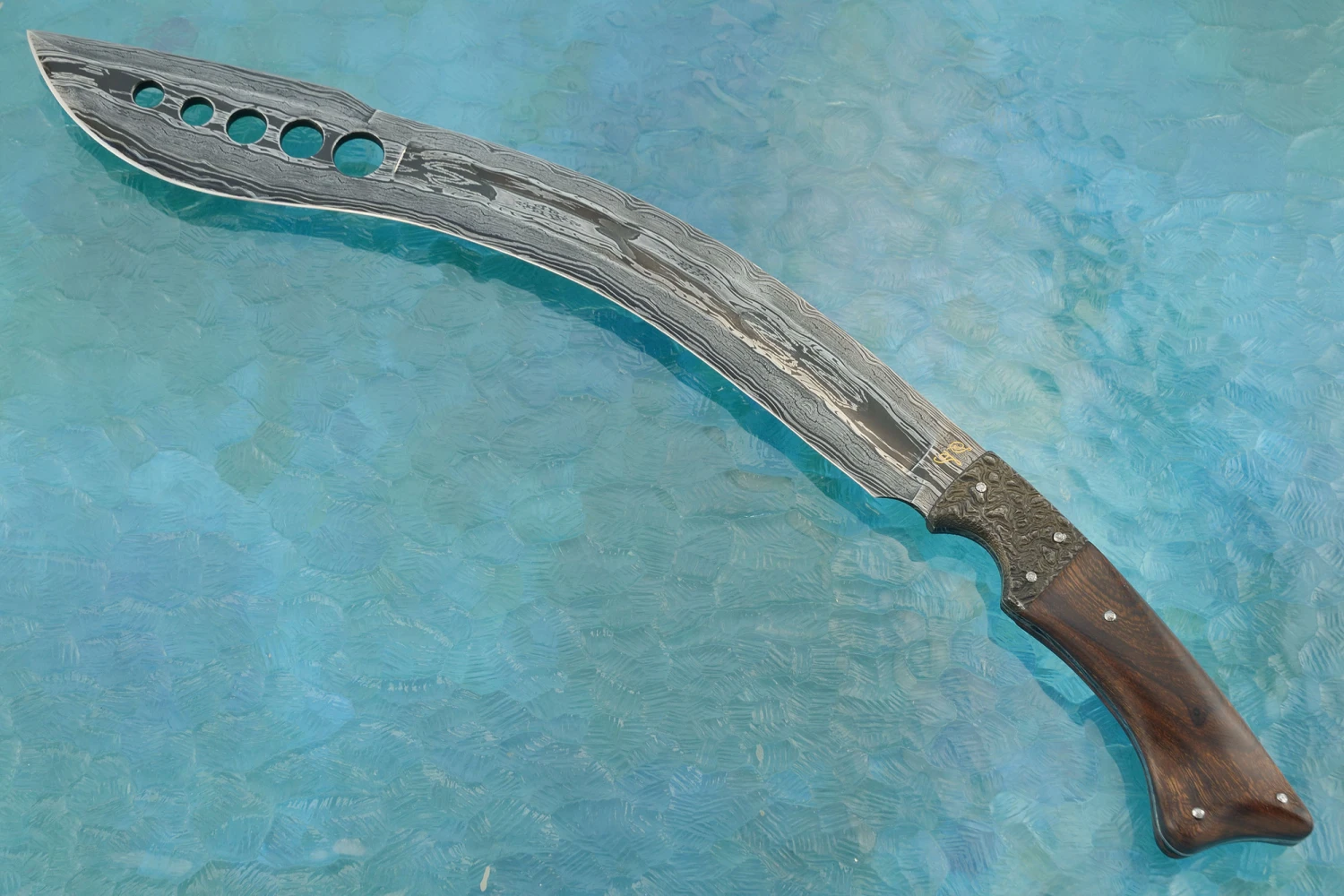 Damascus Khukri With Ironwood 2 Damascus Khukri With Ironwood - Image 2