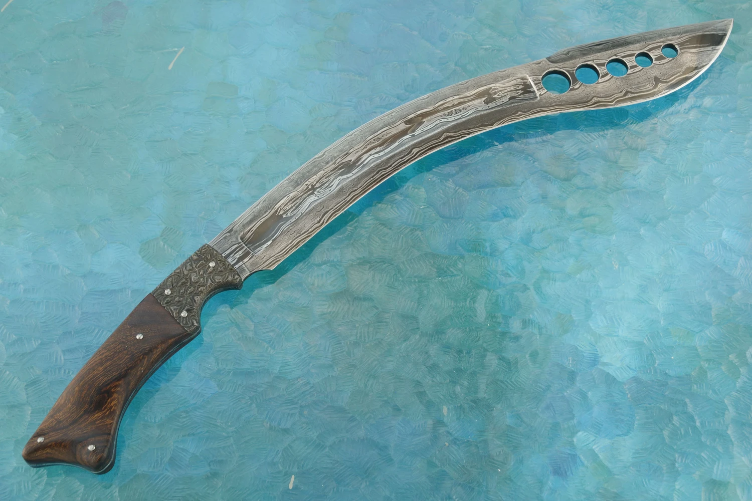 Damascus Khukri With Ironwood 8 Damascus Khukri With Ironwood - Image 8