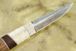Damascus Puukko With Woolly Rhino Bone, Mammoth Ivory, Ironwood, And Reindeer Antler -Optimal Knives Store 109440 7 x