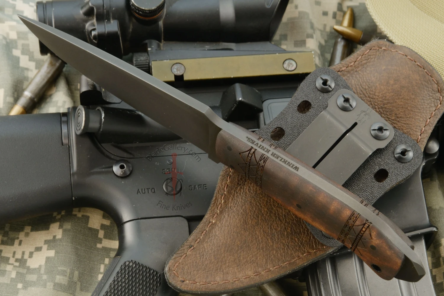 Drop Point Crusher Belt Knife With Tribal Maple 3 Drop Point Crusher Belt Knife With Tribal Maple - Image 3