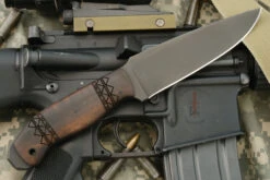 Drop Point Crusher Belt Knife With Tribal Maple 7 Drop Point Crusher Belt Knife With Tribal Maple -Optimal Knives Store 109466 4 x