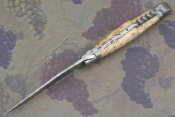Laguiole Guilloché Picnic Knife With Corkscrew, Curly Birch -Optimal Knives Store 85348 3 x
