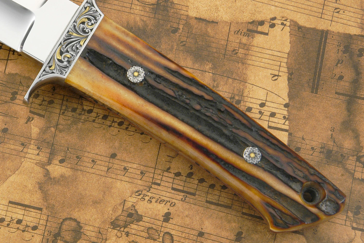 Engraved Loveless Style Mini-Wilderness With Amber Stag 3 Engraved Loveless Style Mini-Wilderness With Amber Stag - Image 3