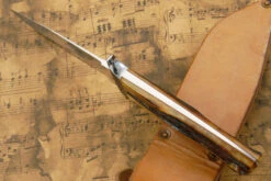 Engraved Loveless Style Mini-Wilderness With Amber Stag 13 Engraved Loveless Style Mini-Wilderness With Amber Stag -Optimal Knives Store 89295 6 x