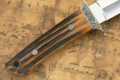 Engraved Loveless Style Mini-Wilderness With Amber Stag 14 Engraved Loveless Style Mini-Wilderness With Amber Stag -Optimal Knives Store 89295 7 x