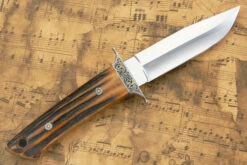 Engraved Loveless Style Mini-Wilderness With Amber Stag 15 Engraved Loveless Style Mini-Wilderness With Amber Stag -Optimal Knives Store 89295 8 x