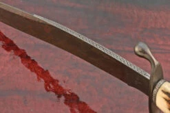 Engraved Damascus Bowie With Wrought Iron And Sambar Stag -Optimal Knives Store 90091 5 x