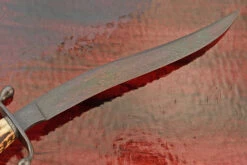 Engraved Damascus Bowie With Wrought Iron And Sambar Stag -Optimal Knives Store 90091 7 x