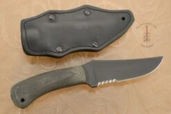 Belt Knife With Black Micarta, Serrations
