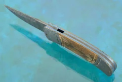 Damascus Flipper With Mammoth Ivory -Optimal Knives Store 95185 4 x