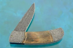 Damascus Flipper With Mammoth Ivory -Optimal Knives Store 95185 5 x