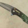 Offshore Pool Lock Flipper With Green Maple Burl, Carbon Fiber And San Mai Damascus