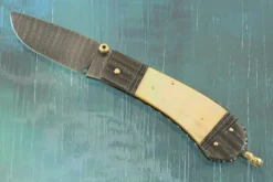 Damascus Lockback With Gold Lip Mother Of Pearl