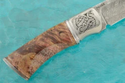 Damascus Hunter With Maple Burl And Damascus Sheath -Optimal Knives Store 96721 3 x