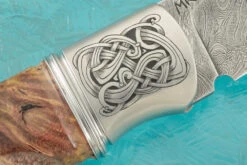 Damascus Hunter With Maple Burl And Damascus Sheath -Optimal Knives Store 96721 4 x