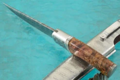 Damascus Hunter With Maple Burl And Damascus Sheath -Optimal Knives Store 96721 5 x