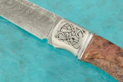 Damascus Hunter With Maple Burl And Damascus Sheath -Optimal Knives Store 96721 6 x