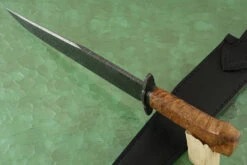 Damascus Bowie With Makamong Burl -Optimal Knives Store 98379 5 x