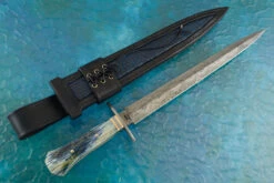 Damascus Dagger With Giraffe Bone